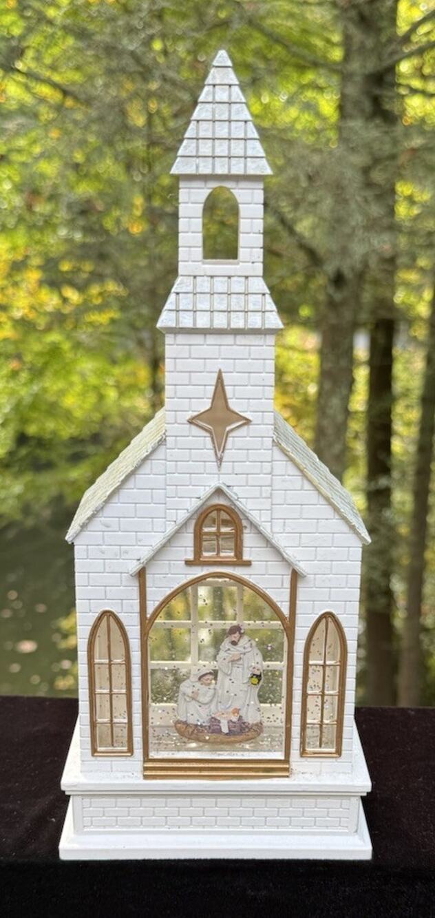 Rare Cracker Barrel Snow Globe Church Holy Family Nativity Christmas No Box 55D